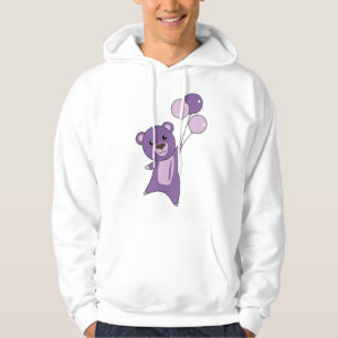 Beer Paarse vliegen met ballonnen zoete dieren Bee Hoodie