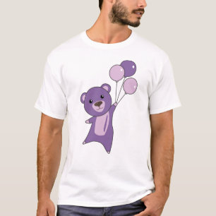 Beer Paarse vliegen met ballonnen zoete dieren Bee T-shirt