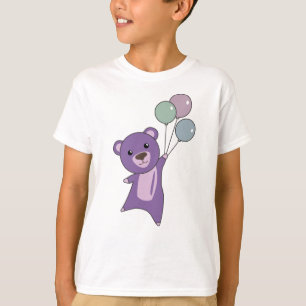 Beer Paarse vliegen met ballonnen zoete dieren Bee T-shirt