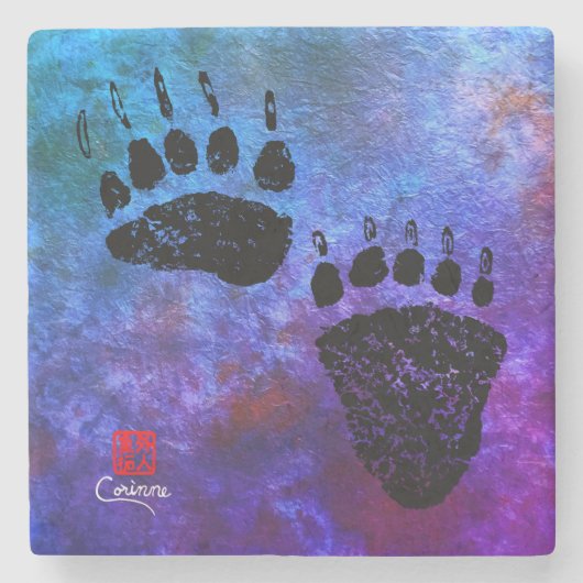 Beer Pakketten op blauw - marmer Onderzetter (Voorkant)