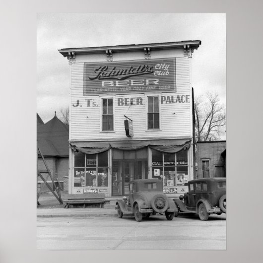 Beer Palace Tavern, 1940. Oude foto Poster (Voorkant)
