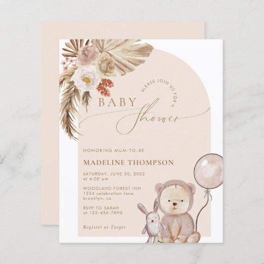 Beer Pampas Baby shower budgettair Bohemen Script (Voorkant / Achterkant)