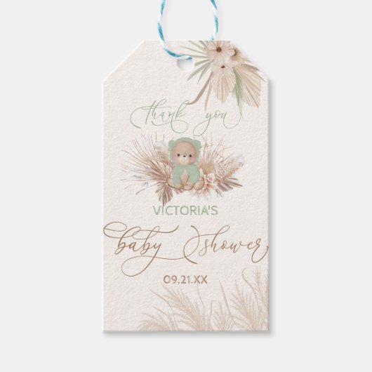 Beer Pampas Baby shower Dank u Cadeaulabel (Voorkant)