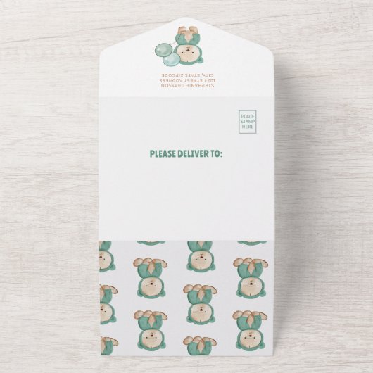 Beer Pampas Genderneutraal Boho Baby shower All In One Uitnodiging (Buitenkant)