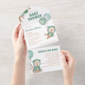 Beer Pampas Genderneutraal Boho Baby shower All In One Uitnodiging (Afscheurbaar)