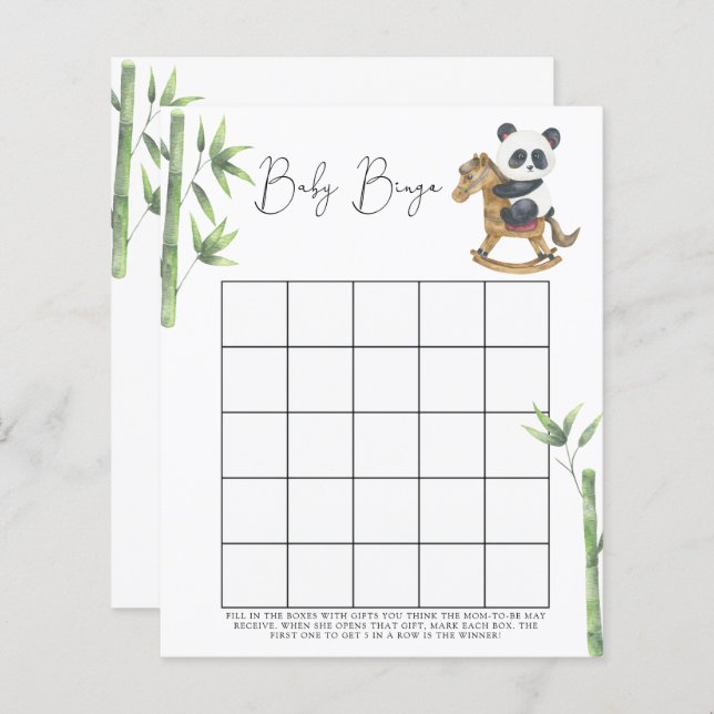 Beer Panda Baby shower bingo spel (Voorkant / Achterkant)