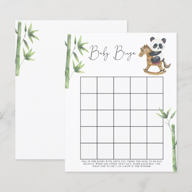Beer Panda Baby shower bingospel (Voorkant / Achterkant)