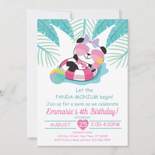Beer Panda-monium Birthday Party Invitation Panda Kaart (Voorkant)