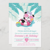 Beer Panda-monium Birthday Party Invitation Panda Kaart (Voorkant / Achterkant)