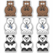 Beer Panda, Polar & Bruin Beer Cartoon Sticker (Voorkant)