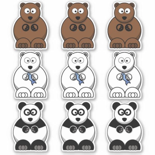 Beer Panda, Polar & Bruin Beer Cartoon Sticker (Voorkant)