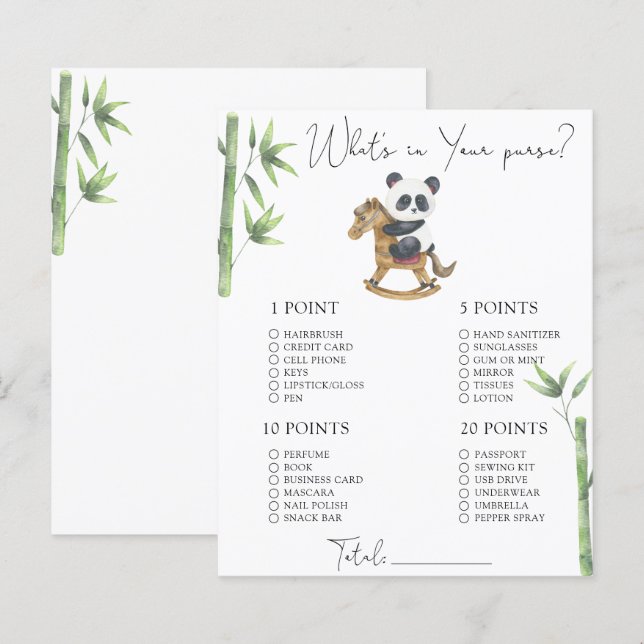 Beer Panda - Wat zit er in je tas spel (Voorkant / Achterkant)