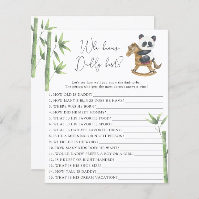 Beer Panda Wie kent papa het beste (Voorkant / Achterkant)