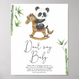Beer Panda Zeg geen baby Poster