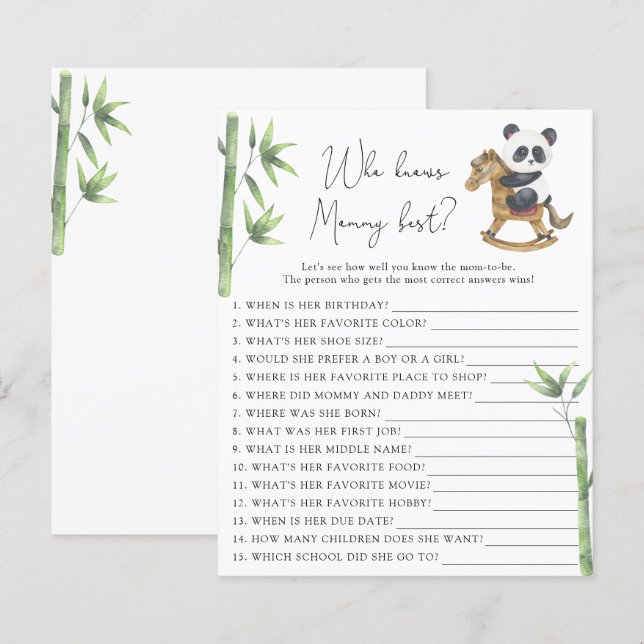 Beer Pandas Wie kent mama het beste (Voorkant / Achterkant)