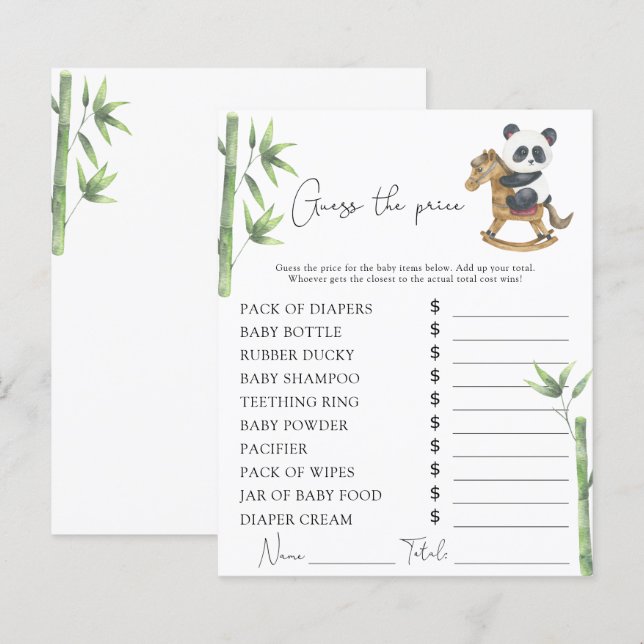 Beer Pando babyshower Prijs Raden spel (Voorkant / Achterkant)