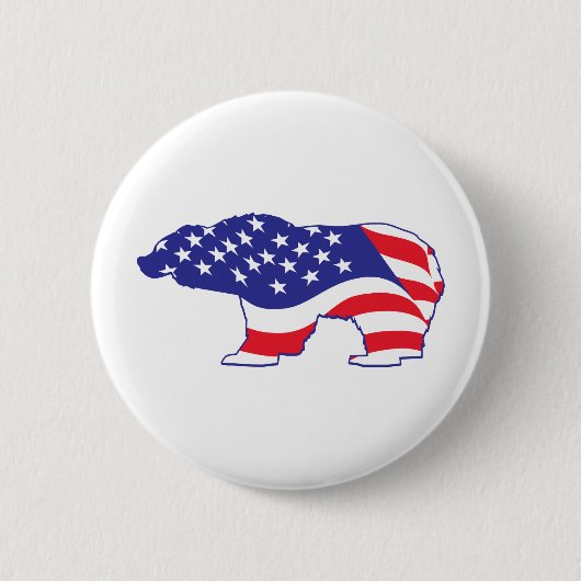 Beer Patriotic Grizzly Ronde Button 5,7 Cm (Voorkant)