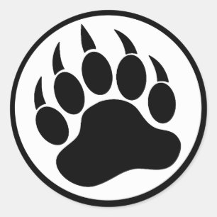 BEER PAW/CLAW BLACK EN WITTE RONDE STICKER
