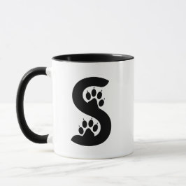 Beer Paw Prints Letter S monogram Mok