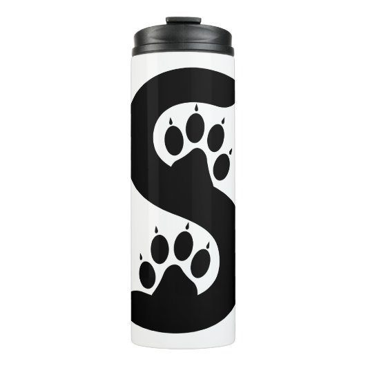 Beer Paw Prints Letter S monogram Thermosbeker (Voorkant)