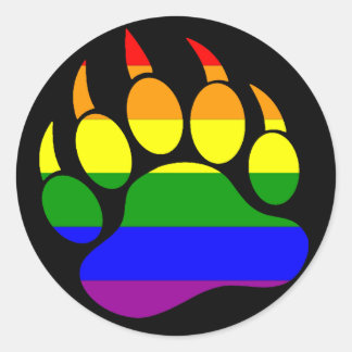 BEER PAW RAINBOW OP BLACK RONDE STICKER