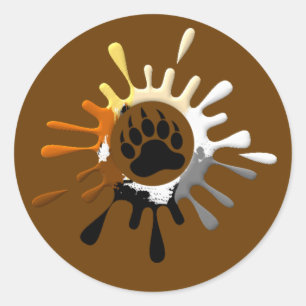 Beer Paw Splash Beer Trots Kleuren Ronde Sticker