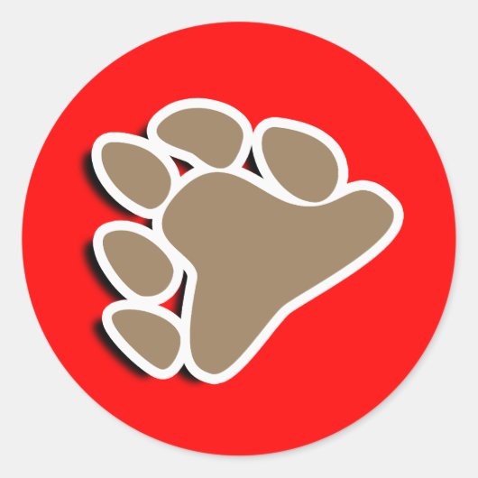 BEER PAW SYMBOOL 3D RONDE STICKER (Voorkant)