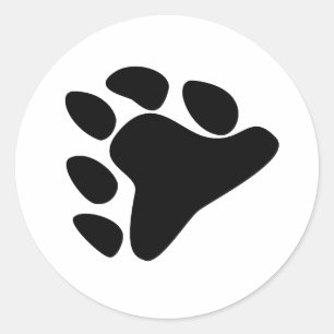 BEER PAW SYMBOOL ZWART RONDE STICKER