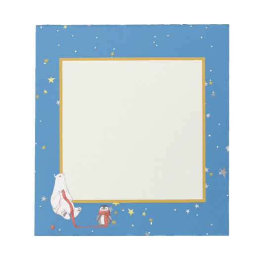 Beer Penguin Star Winter Polar Background Notitieblok (Voorkant)