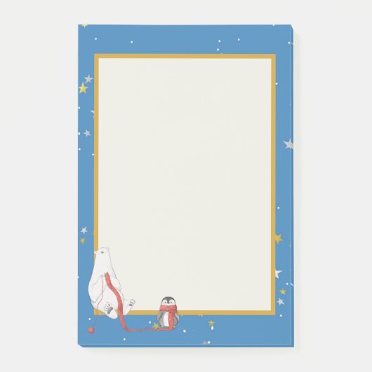 Beer Penguin Star Winter Polar Background Post-it® Notes (Voorkant)