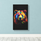 Beer penseelstreek canvas afdruk (Insitu (Houten vloer))