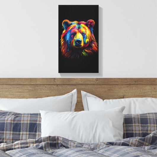 Beer penseelstreek canvas afdruk (Insitu (Slaapkamer))