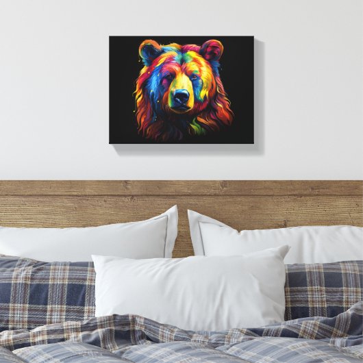 Beer penseelstreek canvas afdruk (Insitu (Slaapkamer))