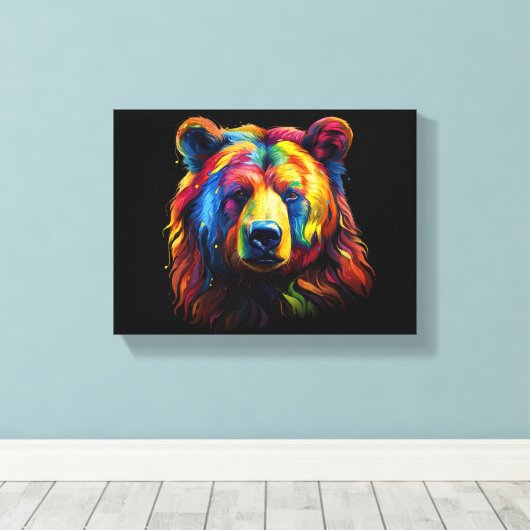 Beer penseelstreek canvas afdruk (Insitu (Houten vloer))