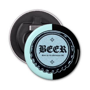 BEER - Pet Lite Blue en Black met flesje Button Flesopener