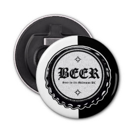 BEER - Pet voor flesjes zwart-wit Button Flesopener
