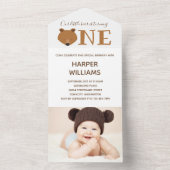 Beer Photo Cute First Birthday Invitation All In One Uitnodiging (Binnen)