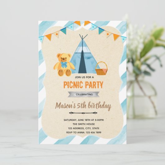 Beer picknick party kaart (Staand voorkant)