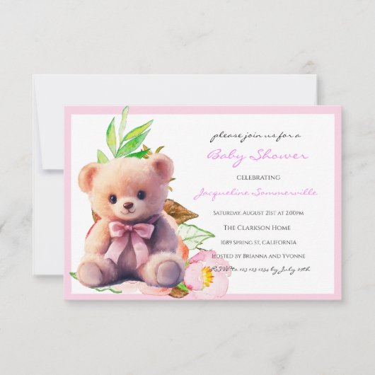 Beer Pink Bow Baby shower Het is een meisje (Voorkant)