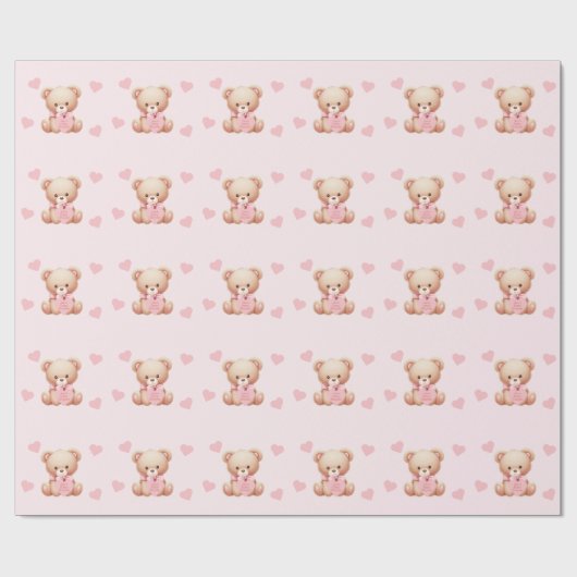 Beer Pink Hearts Baby shower Cadeaupapier (Vlak)