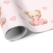 Beer Pink Hearts Baby shower Cadeaupapier (Rol Hoek)