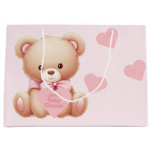 Beer Pink Hearts Baby shower Groot Cadeauzakje (Voorkant)