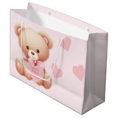 Beer Pink Hearts Baby shower Groot Cadeauzakje (Voorkant Gekanteld)