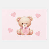 Beer Pink Hearts Baby shower Inpakpapier Vel (Voorkant)