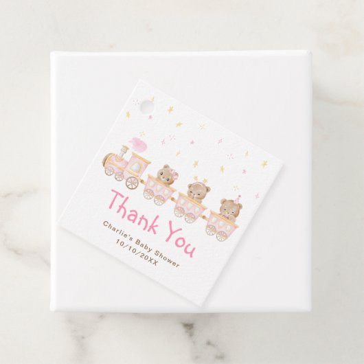 Beer Pink Train Baby shower Dank u Bedankjes Labels (In situ)