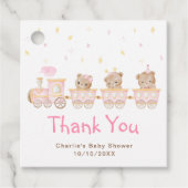 Beer Pink Train Baby shower Dank u Bedankjes Labels (Voorkant)