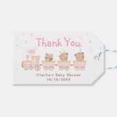 Beer Pink Train Baby shower Dank u Cadeaulabel (Voorkant (Horizontaal))