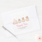 Beer Pink Train Baby shower Dank u Vierkante Sticker (Envelop)