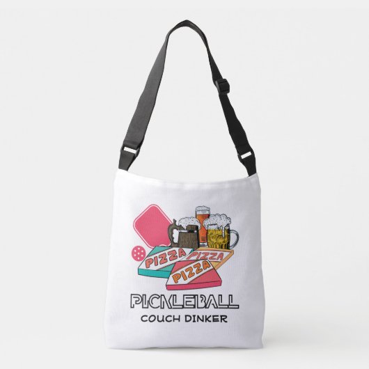 Beer Pizza Couch Dinker PICKLEBALL Crossbody Tas (Voorkant)