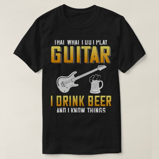 Beer Play Guitar and Drink Beer Guitar Lover T-shirt (Design voorkant)